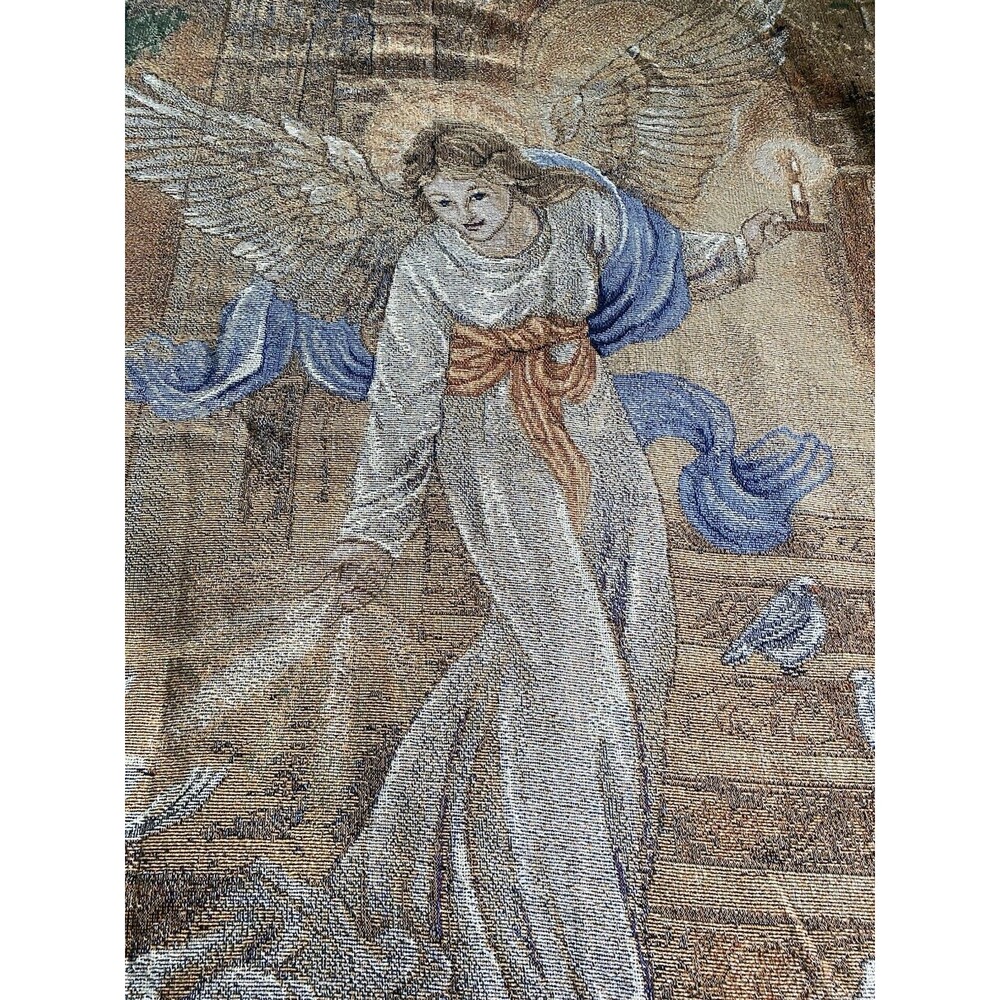 Lena Lui Angel Tapestry Wall Hanging Woven Textile Doves Religious Decor 51x68 - Picture 2 of 4